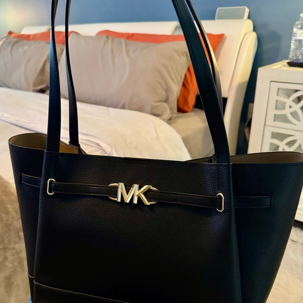 Michael Kors Black Tote with Gold Accents